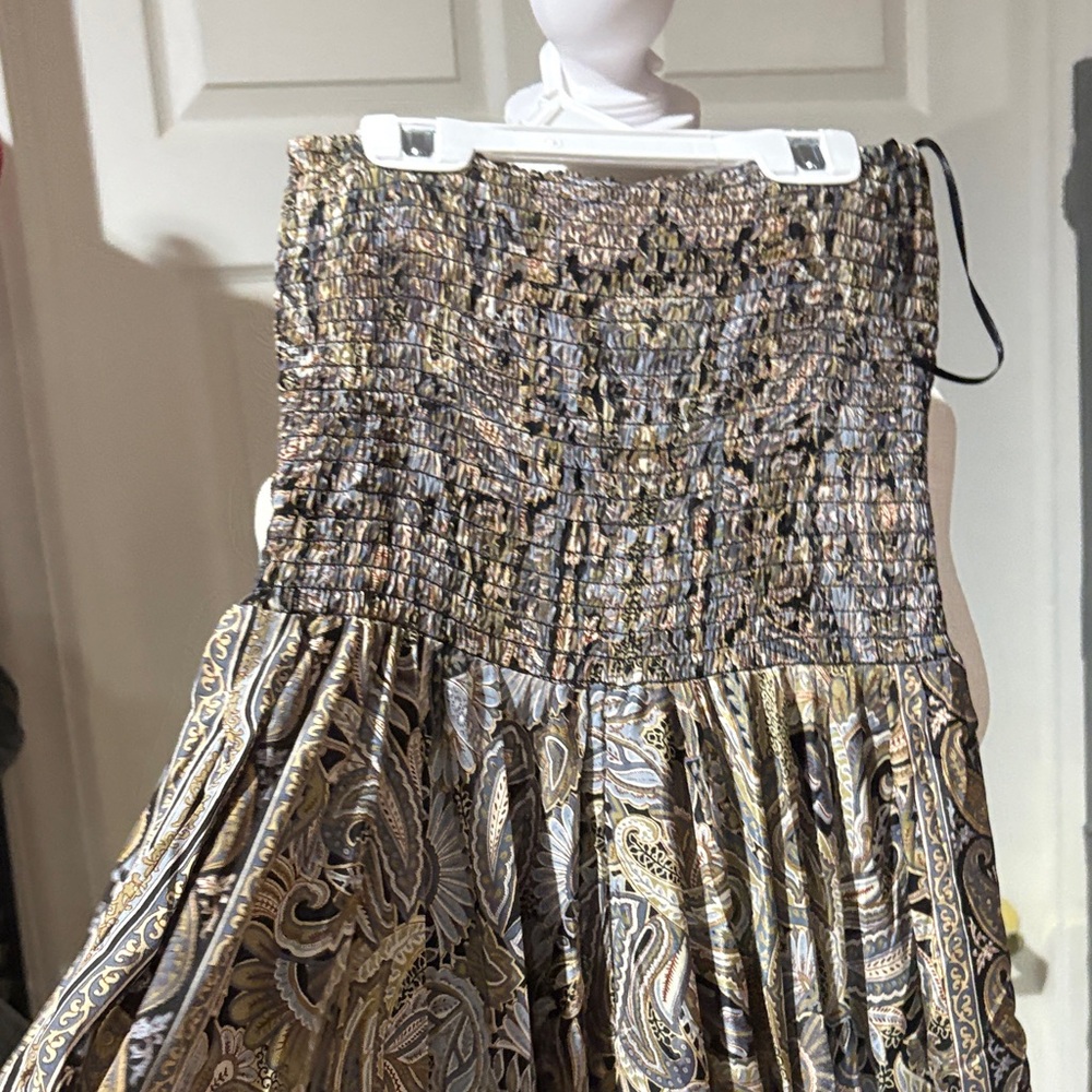 NWT Sz OS Indian Elegant 100% silk Paisley tube top Maxi dress - Picture 11 of 15